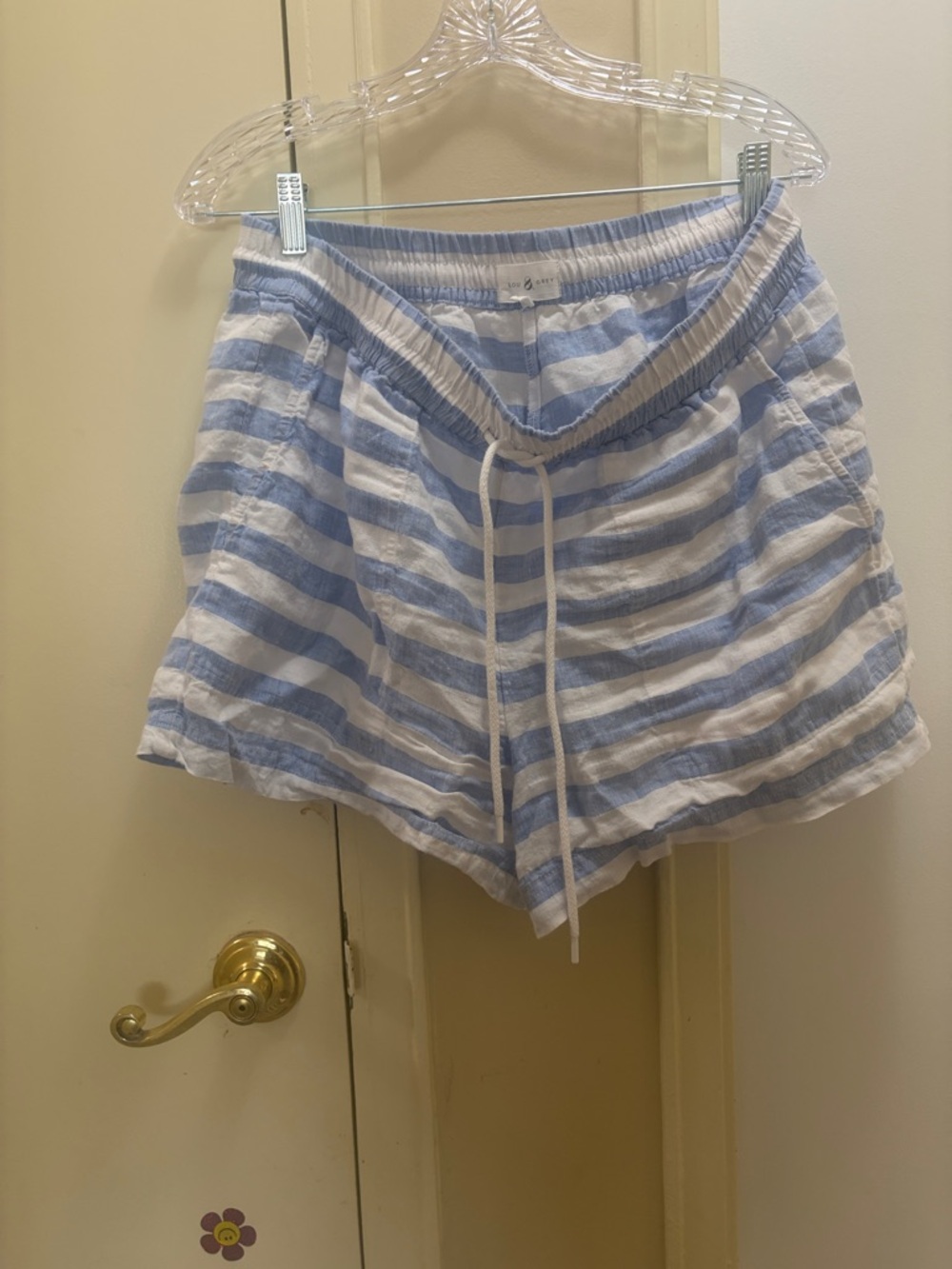 Lou & Grey Blue and White Striped High-Waist Shorts